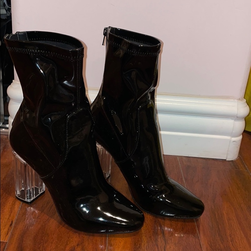 Patent leather boots